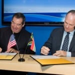 Ivor Ichikowitz, Paramount Group chairman. Chris Chadwick, president and CEO of Boeing Defense, Space and Security sign collaboration Memorandum