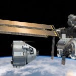 Artist's illustration of Boeing's NASA Docking System Block-1 (center right in photo). Photo: Boeing.