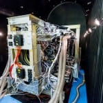A GPS III satellite sits inside a thermal vacuum chamber. Photo: Lockheed Martin.