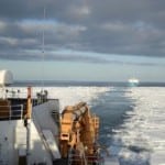 Coast Guard heavy polar icebreaker Polar Star (foreground) shown cutting a channel in the Ross Sea as part of Operation Deep Freeze 2017. Photo: Chief Petty Officer David Mosley