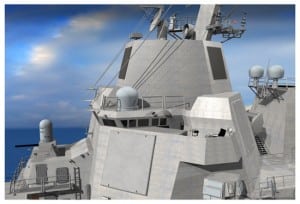Raytheon's rendering of AMDR on a DDG-51 Flight III destroyer. (Image: Raytheon)