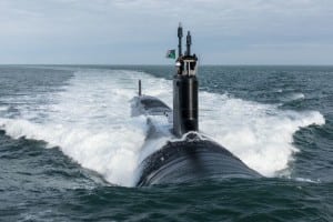 USS Washington (SSN 787), a Virginia-class submarine, completing initial sea trials. (Photo: Huntington Ingalls Industries)