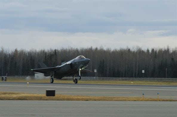 F-35 lands at Eielson---USAF photo