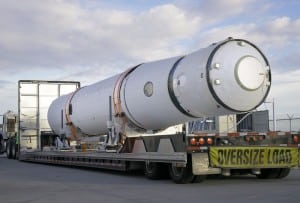 Completed LauncherOne Rocket Leaves Virgin Orbit Factory November 2017