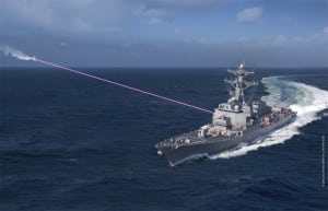 Artist rendering of Lockheed Martin's HELIOS laser weapons system used on an Arleigh Burke-class destroyer. (Image: Lockheed Martin)