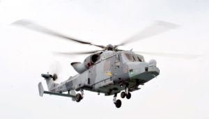 A Royal Navy AW159 Wildcat helicopter.
