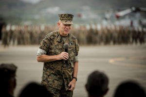 U.S. Marine Corps Lt. Gen. David Berger speaks during a change of command of U.S. Marine Corps Forces, Pacific at Marine Corps Base Hawaii on Aug. 8, 2018 when he relinquished command to his successor. (Photo: U.S. Marine Corps)