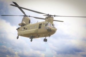 A CH-47F Block I Chinook helicopter with 3rd General Support Aviation Battalion, 82nd Combat Aviation Brigade maneuvers to pick up an M119A3 howitzer during sling load operations on Fort Bragg, North Carolina, May 4. Photo courtesy of the U.S. Army