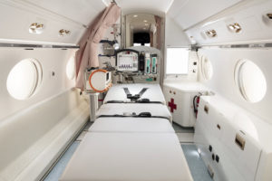 The interior of a Gulfstream G550 modified for air ambulance operations for the Beijing Red Cross. Photo: Gulfstream