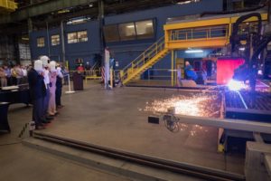 Huntington Ingalls Industries’ Newport News Shipbuilding started advance construction of the first Columbia-class submarine on May 23, 2019 in a ceremony. (photo: HII)