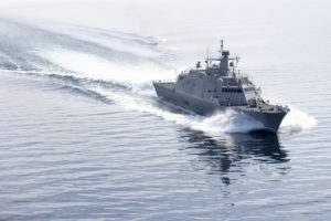 The future USS Indianapolis (LCS-17), during acceptance trials in Lake Michigan on June 19, 2019. (Photo: Lockheed Martin)
