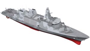 Graphic design of the Arrowhead 140 Type 31e Frigate. (Artist design: UK Royal Navy)