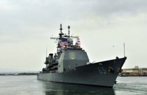 USS Chosin (CG-65) prepares to depart Pearl Harbor a last time in 2016 before shifting homeports to San Diego to undergo Cruiser Modernization. (Photo: U.S. Navy)
