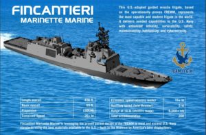 Fincantieri Marinette Marine’s offering for the U.S. Navy’s FFG(X) Future Frigate program, based on the FREMM frigate built for the French and Italian navies. (Graphic: Fincantieri Marinette Marine)