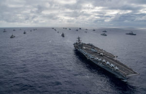Ships assemble to form a multinational formation during RIMPAC 2018. (Photo: U.S. Navy)