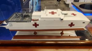 Austal USA EPF medical variant model displayed at the Surface Navy Association Symposium in January 2020. (Photo: Richard Abott, Defense Daily)
