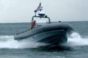 The Willard Marine Sea Force 900 military-grade rigid inflatable boat. It is 9.75 meters long and can carry up to 18 people. (Photo: Willard Marine)
