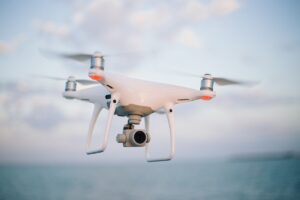 Quadcopter drone in flight