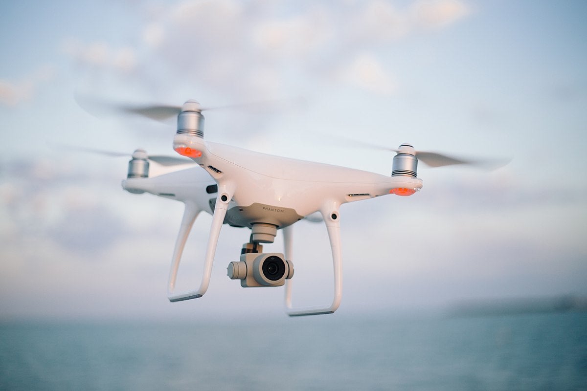 Quadcopter drone in flight