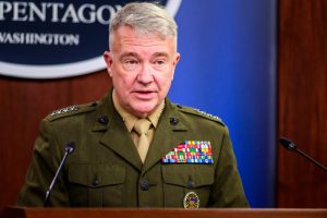 Marine Corps Gen. Kenneth McKenzie, commander of U.S. Central Command, holds a press briefing at the Pentagon following a hearing before the Senate Armed Services Committee on April 22, 2021. (Photo: DoD by U.S. Air Force Staff Sgt. Jack Sanders)