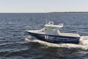 Huntington Ingalls Industries, Technical Solutions division debuted the Proteus unmanned surface vessel in May 2021 to be used for testing and development of autonomy capabilities. (Photo: Huntington Ingalls Industries)