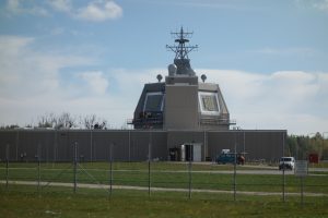 The Aegis Ashore Poland site at the Naval Support Facility Redzikowo after four SPY–1D(V) radar arrays and the fire control illuminator were installed onto the site deckhouse in early May 2021. (Photo: MDA)