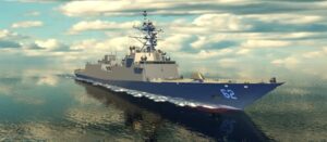 Rendering of the Fincantieri Marinette Marine’s USS Constellation (FFG-62) guided-missile frigate. (Image: Naval Sea Systems Command briefing slide at the Navy League’s annual Sea Air Space Expo.)