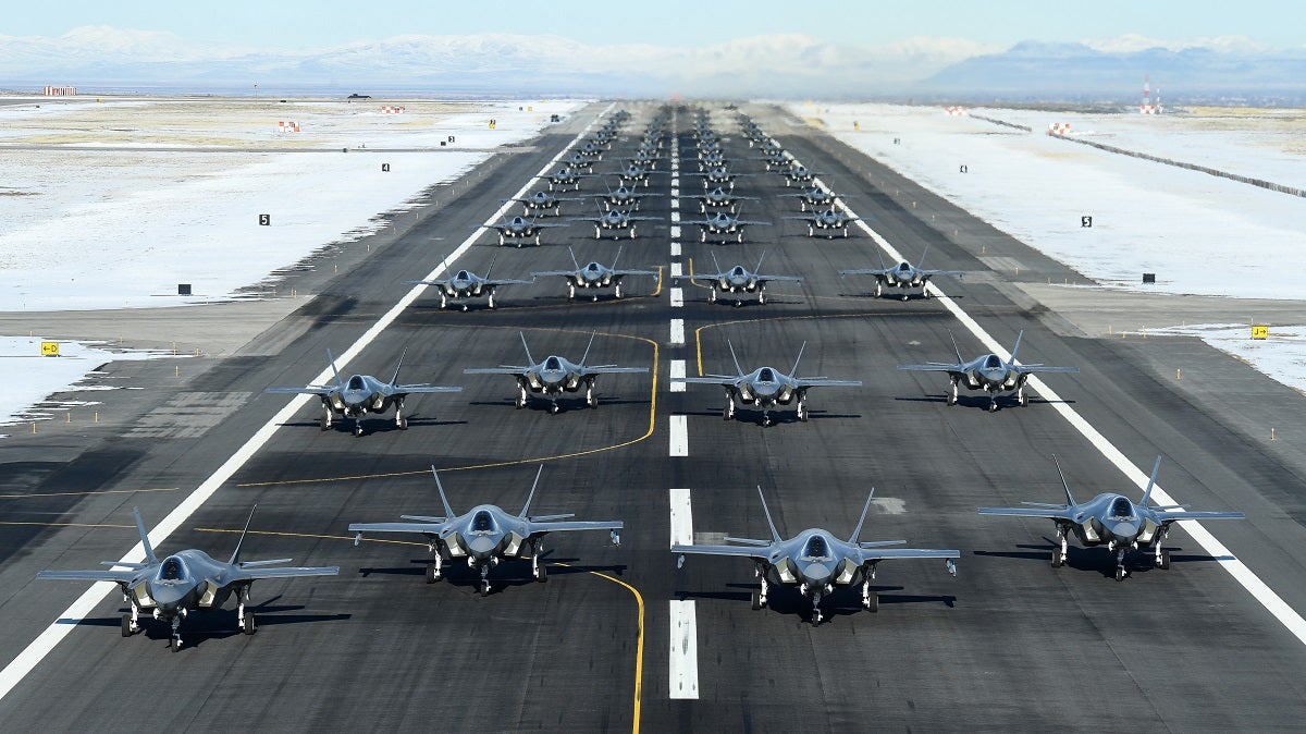 F-35As are pictured at Hill AFB, Utah on Jan. 6 last year durijng an exercise (U.S. Air Force Photo)