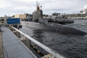 The Seawolf-class fast-attack submarine USS Connecticut (SSN 22) departs Naval Base Kitsap-Bremerton for deployment on May 27, 2021 to conduct maritime operations in the U.S. 3rd and 7th Fleet area of operations in the Indo-Pacific region. (Photo: U.S. Navy by Lt. Mack Jamieson)