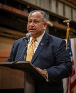 Secretary of the Navy Carlos Del Toro speaks to audience members at the National Museum of the U.S. Navy (NMUSN) during a ceremony celebrating the Navy’s 246th birthday on October 13, 2021. (Photo: U.S. Navy by Mass Communication Specialist 2nd Class Ellen Sharkey)