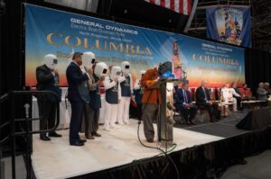 General Dynamics Electric Boat conducted a keel laying ceremony for the first Columbia-class ballistic missile submarine, USS District of Columbia (SSBN-826) at Quonset Point, Rhode Island, June 4, 2022. (Photo: U.S. Navy)