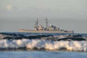 The ex-Paul F. Foster anchored off the southern coast of California in November 2015. It serves as the Navy’s current Self Defense Test Ship for Naval Surface Warfare Center. (Photo: U.S. Navy by Mass Communication Specialist 2nd Class Timothy M. Black/Released)