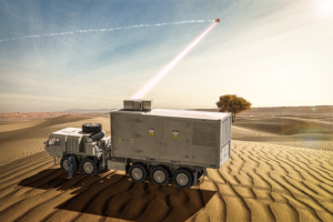 U.S. Army’s Indirect Fires Protection Capability-High Energy Laser (IFPC-HEL) Demonstrator laser weapon system. (Image: courtesy Lockheed Martin)