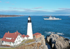 The future USS Carl M. Levin (DDG-120) Arleigh Burke-class destroyer conducting acceptance trials in December 2022 while operating off Bath, Maine. (Photo: General Dynamics Bath Iron Works)