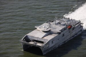 USNS Apalachicola (EPF-13) underway in the Gulf of Mexico during sea trials in 2022. (Photo: Austal USA)