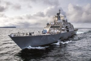 The future USS Marinette (LCS-25) Freedom-variant Littoral Combat Ship was delivered to the Navy on Feb. 3, 2023. It is scheduled to be commissioned in June before being posted to its homeport of Mayport, Fla. with its sister ships. (Photo: U.S. Navy).