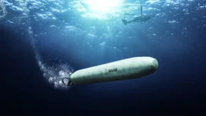 Artist concept of he Saab MK39 Expendable Mobile Anti-Submarine Warfare (ASW) Training Target (EMATT) Unmanned Undersea Vehicle (UUV).