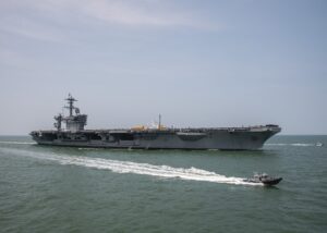 USS George Washington (CVN-73), is back in port as of May 25, 2023 and was successfully redelivered to the U.S. Navy. (Photo: Newport News Shipbuilding via U.S. Navy)