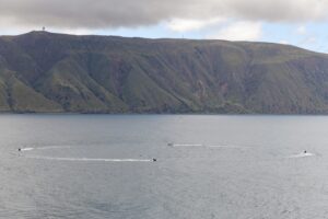 Ship deployable seaborne targets move in a swarm formation off the coast of San Clemente Island during the U.S. Pacific Fleet’s Unmanned Systems Integrated Battle Problem (UxS IBP) 23.1. On May 2, 2023. (Photo: U.S. Navy by Mass Communication Specialist 2nd Class Claire M. DuBois)