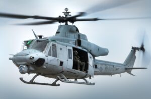 UH-1Y pilots from Air Test and Evaluation Squadron (HX) 21 conduct an initial flight to test the data transmission of the new Mobile User Objective System (MUOS) Satellite Communications (SATCOM) capability for MQ-25 Stingray April 26, 2023 at Pax River, Md. (Photo: U.S. Navy)