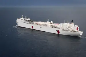 The Military Sealift Command hospital ship USNS Comfort (T-AH 20) sails off the coast of Puerto Rico to provide humanitarian relief in October 2017. (Photo: U.S. Navy by Mass Communication Specialist 1st Class Ernest R. Scott/Released)
