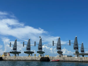 Commercial operators deploy Saildrone Voyager Unmanned Surface Vessels (USVs) out to sea in the initial steps of U.S. 4th Fleet’s Operation Windward Stack during a launch from Naval Air Station Key West’s Mole Pier and Truman Harbor on Sept. 13, 2023. (Photo: U.S. Navy by Danette Baso Silvers/Released)