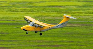 Ongoing flight testing of Electra’s 2-seat eSTOL technology demonstrator aircraft showcases its capability to operate as a contested logistics platform with ground rolls as short as 150 feet. Electra's production aircraft will carry 9 passengers or 2,500 pounds of cargo up to 500 miles. (Photo: Electra)