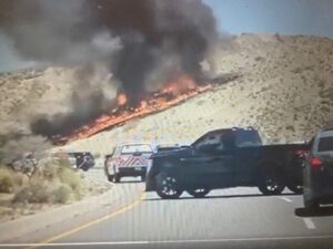 Pictured is the scene after an F-35B crashed into a hill outside Albuquerque International Sunport on May 28.