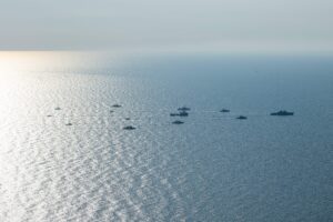 Ships participating in exercise Baltic Operations 2024 (BALTOPS 24) sail in formation through the Baltic Sea, June 10, 2024. This was the largest ever edition of the exercise and the first to include Finland and Sweden as new full NATO members. (Photo: Royal Netherlands Navy Senior Chief Petty Officer Jan Eenling via U.S. Navy)