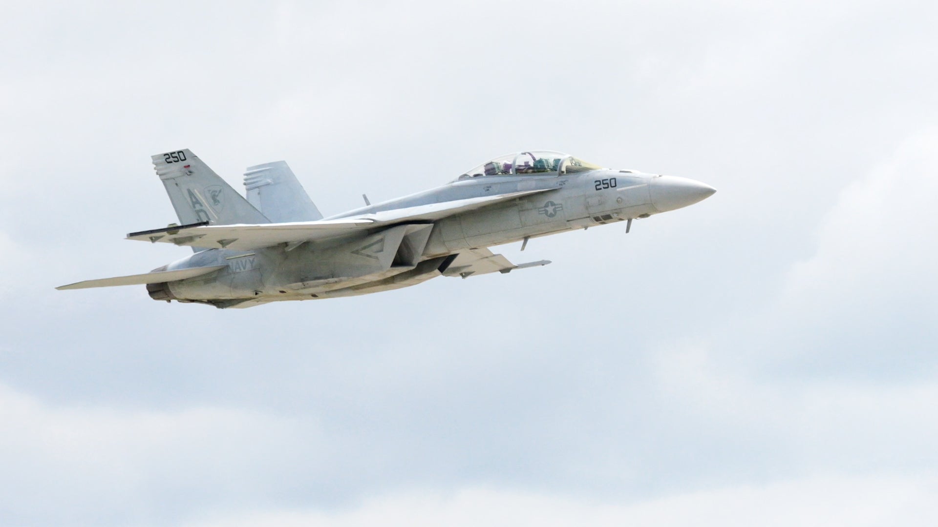 One of the first two Boeing F/A-18E/F Super Hornets with the first increment of Service Life Modification (SLM) improvements delivered back to the U.S. Navy. The SLM improves computing power, displays and lifetime flight hours. (Photo: Boeing)