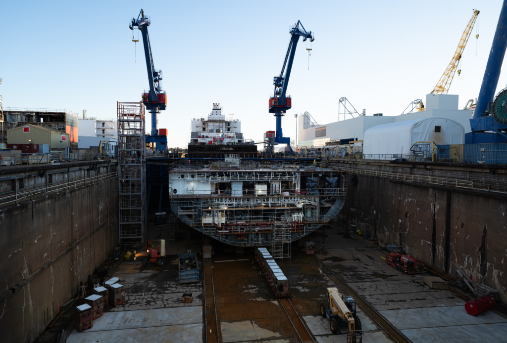 Production of a National Security Multi-Mission Vessel at Philly Shipyard in February 2024. (Photo: Philly Shipyard)