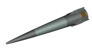 Illustration of BAE Systems’ hypervelocity projectile (HVP) it originally designed for the electromagnetic railgun and was contracted to demonstrate for use by the Strategic Capabilities Office. The weapon is designed to also be used in gun systems like 155mm howitzers and naval 5-inch guns. (Image: BAE Systems)