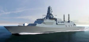 UK Royal navy An artists impression of type 26 frogate HMS Glasgow at sea