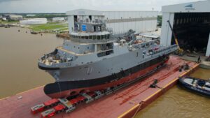 Austal USA Launches First Steel Ship, the Navajo-class T-ATS 11